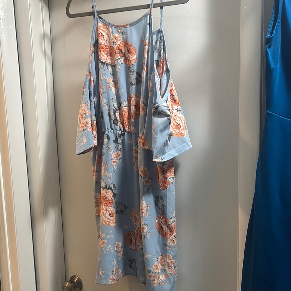 SHEIN curve Size 1XL Floral Cold Shoulder Dress